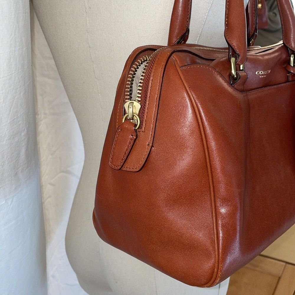 Coach Brown Leather Satchel with Tassel - Picture 4 of 16